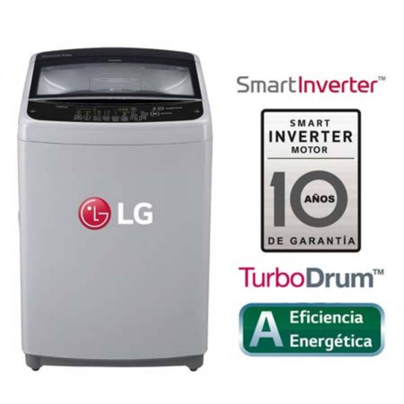 LG - Lavadora LG Carga superior Smart Inverter con TurboDrum TS1605NS 16 Kg Plateada
