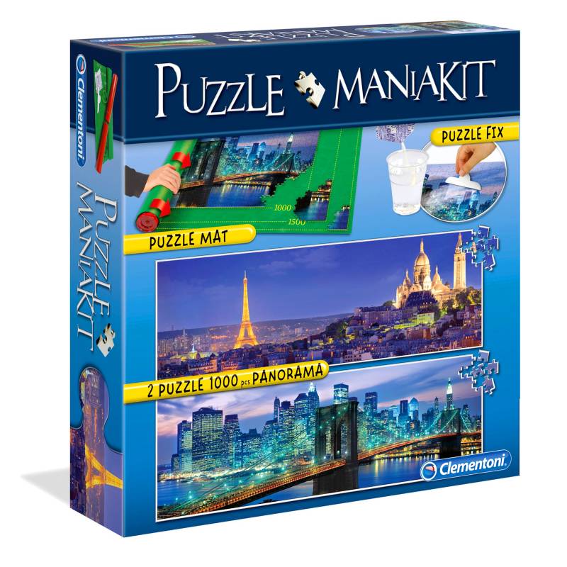 CLEMENTONI - Kit Puzzle Mania: París & NYC Panorama x 1000 Pzas