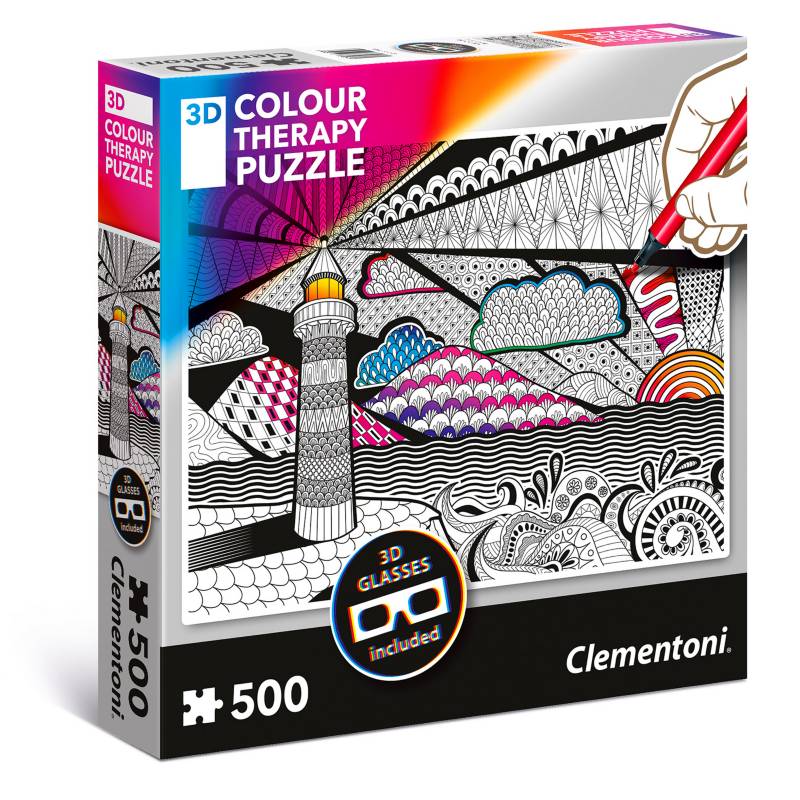 CLEMENTONI - Rompecabezas 500 Pzas 3D Colour Therapy: Faro