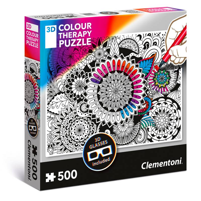 CLEMENTONI - Rompecabezas 500 Pzas 3D Colour Therapy: Flores