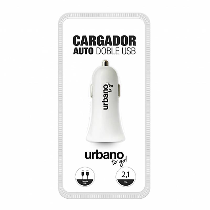 URBANO - Cargador de Auto Doble USB Blanco