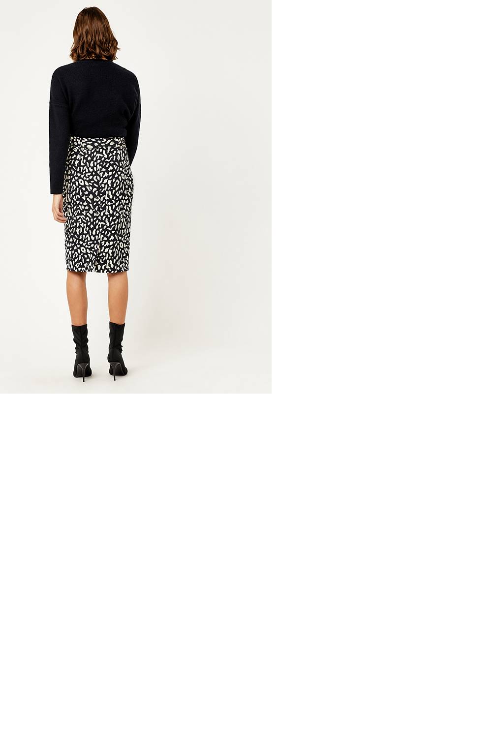 WAREHOUSE - Falda Animal Print Crepe Skirt