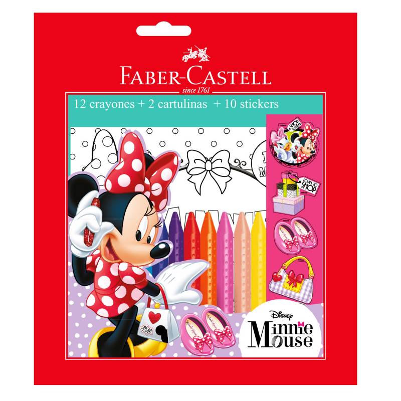 FABER-CASTELL - Set Crayones Minnie + Cartulinas + Stickers