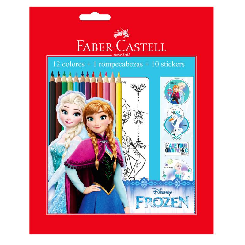 FABER-CASTELL - Set de Colores Frozen + Rompecabezas + Stickers