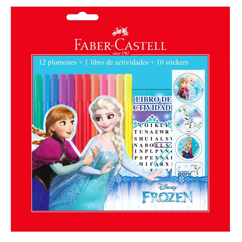 FABER-CASTELL - Set Plumones GCM Frozen + Libro de Actividades + Stickers