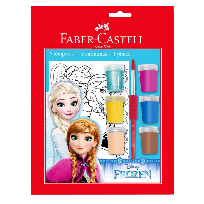 FABER-CASTELL - Set de Témperas Frozen + Cartulinas + Pincel 