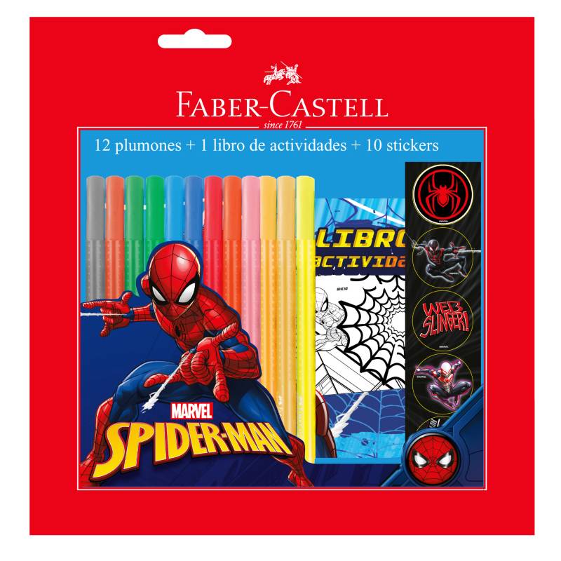 FABER-CASTELL - Set Plumones GCM Spider-Man + Libro de Actividades + Stickers