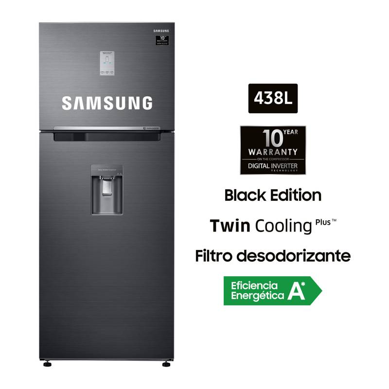 SAMSUNG - Refrigerador Top mount RT43K6630BS Negro Inox