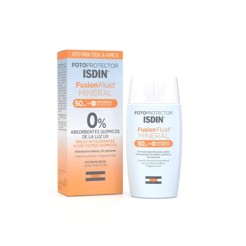 ISDIN - ISDIN Fotoprotector Fusion Fluid MINERAL SPF50 50ML - Bloqueador solar facial para pieles muy sensibles