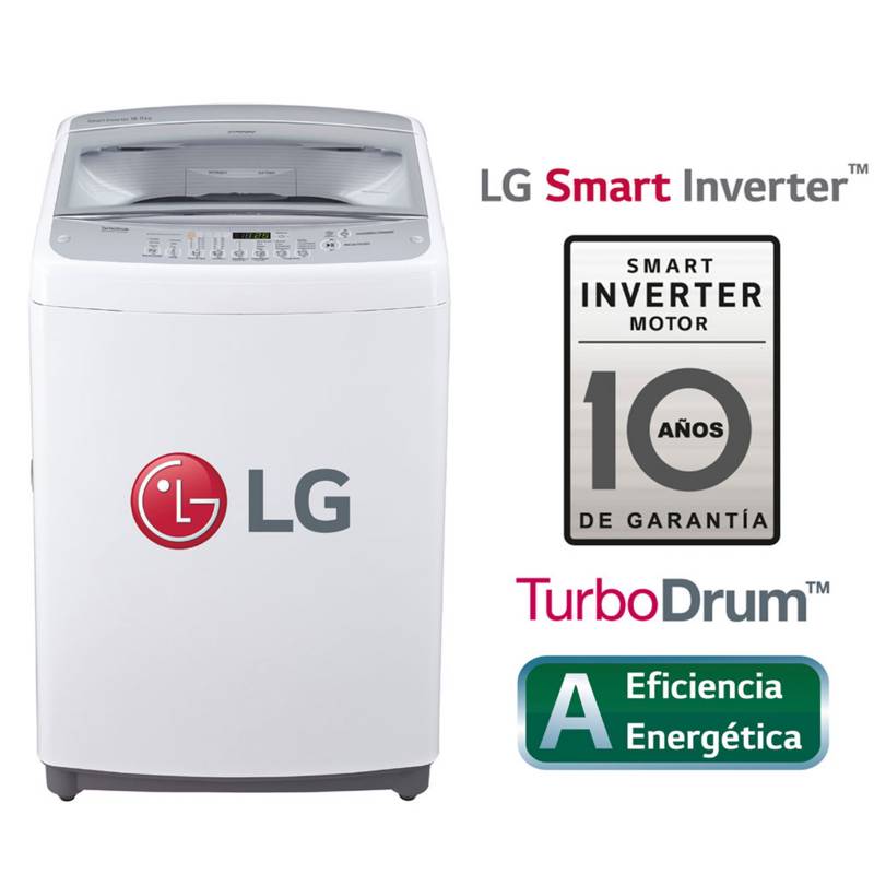 Lavadora 18 Kg LG Carga Superior Smart Inverter con TurboDrum TS1804NW Blanca |