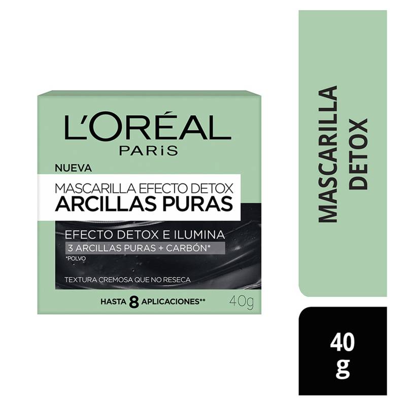 LOREAL - Mascarilla negra efecto Detox de Arcillas Puras 40 ml