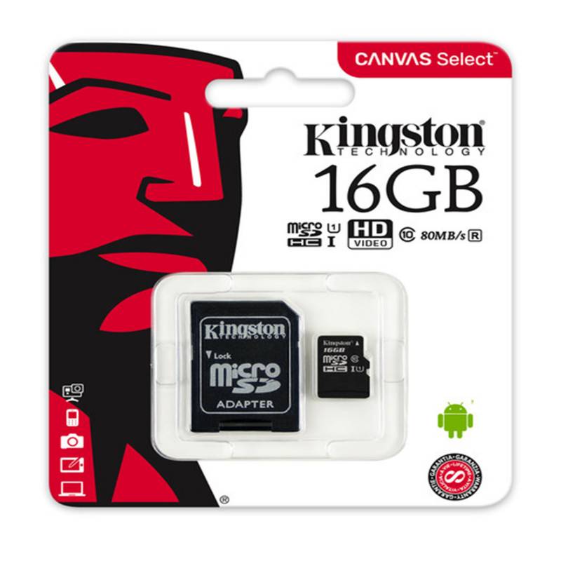 KINGSTON - Memoria Micro SD Kingston Canvas 16GB Clase 10 UHS-I
