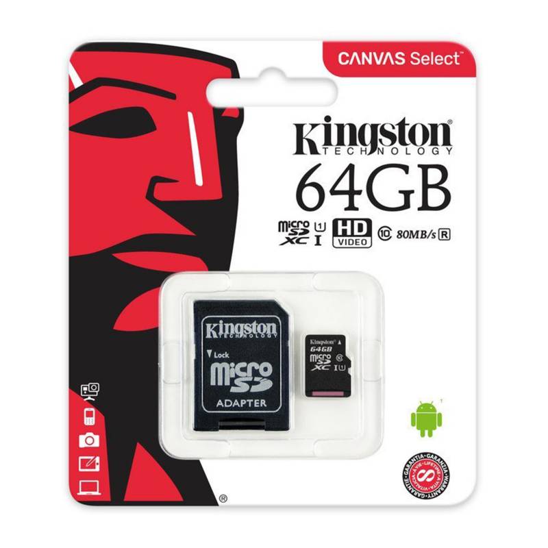 KINGSTON - Memoria Micro SD Kingston Canvas 64GB Clase 10 UHS-I