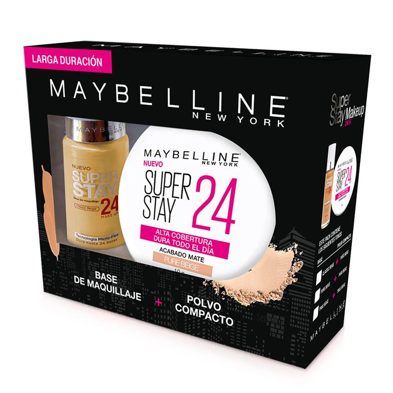 MAYBELLINE - Pack Base Ss24H Classic Beige + Polvo Ss24H Pure Beige