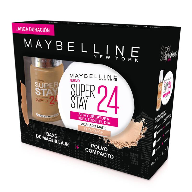 MAYBELLINE - Pack Base Ss24H Pure Beige + Polvo Ss24H Pure Beige