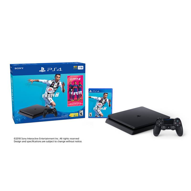 SONY - Consola PS4 1TB Negro + Control Inalámbrico PS4  + FIFA 2019 PS4