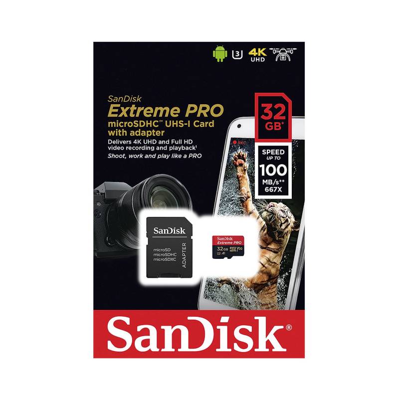 SANDISK - Memoria Micro SD 32GB Extreme Pro 4K U3 UHS-I 100Mbps