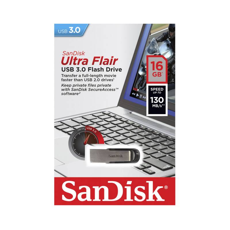 SANDISK - Memoria USB Ultra Flair 16GB 3.0 130Mbps