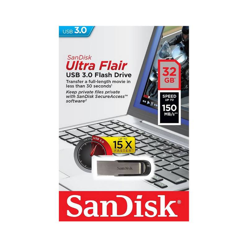 SANDISK - Memoria USB Ultra Flair 32GB 3.0 150Mbps