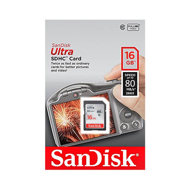 SANDISK - Memoria SD Ultra SDHC 16GB 80Mbps