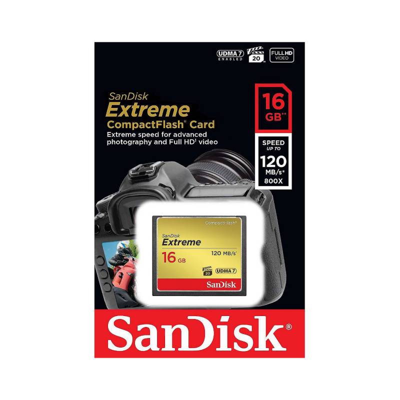 SANDISK - Memoria CompactFlash 16GB Extreme 120Mbps