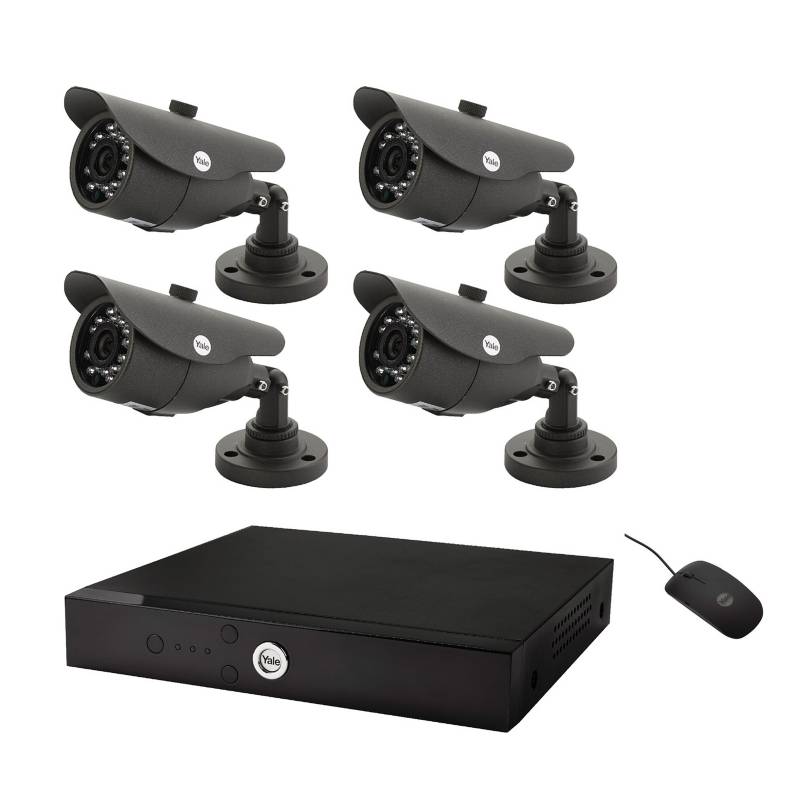 YALE - Kit CCTV 4 cámaras bala + DVR