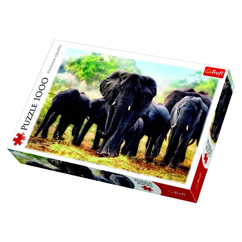 TREFL - Rompecabezas 1000 piezas: Elefantes Africanos