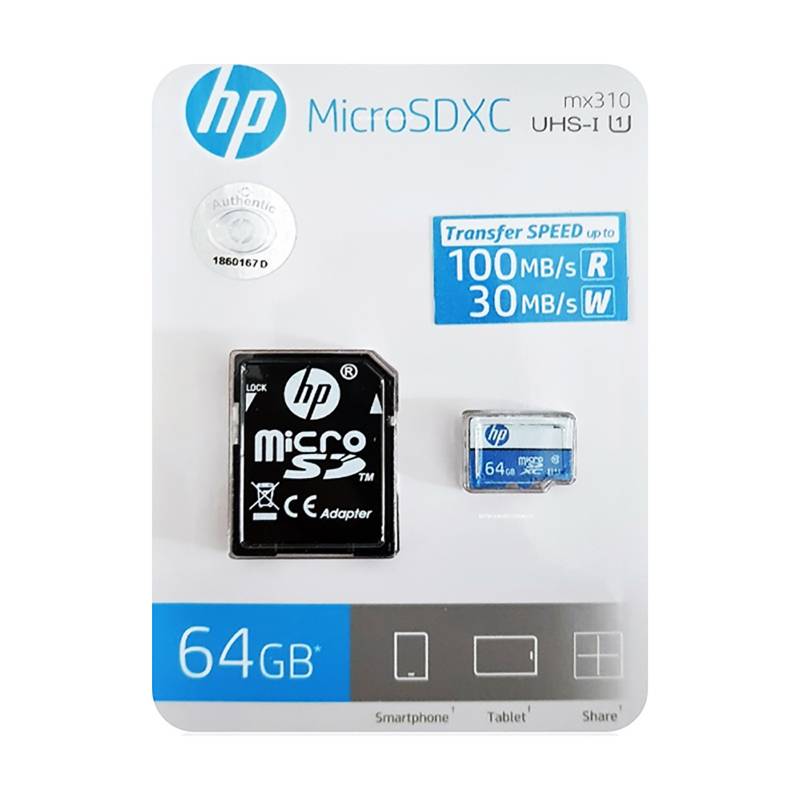 HP - Memoria Micro SD 64GB Clase 10 UHS-I 100Mbs