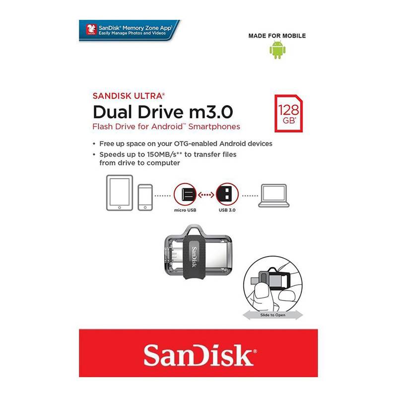 SANDISK - Memoria Ultra Dual Drive SanDisk 128GB Otg MicroUSB 3.0
