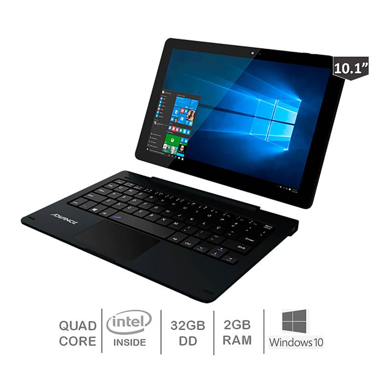 ADVANCE - Laptop 2 en 1 Advance Desmontable 10.1" HD Intel Atom 2GB 32GB Win10 Negro