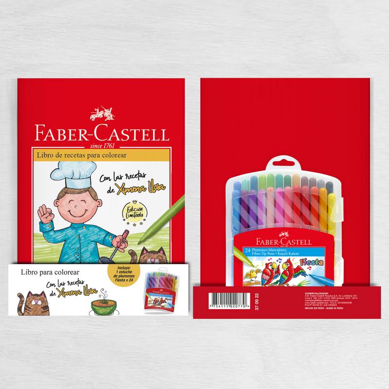 FABER-CASTELL - Libro para Colorear Cocina + Marcadores x 24