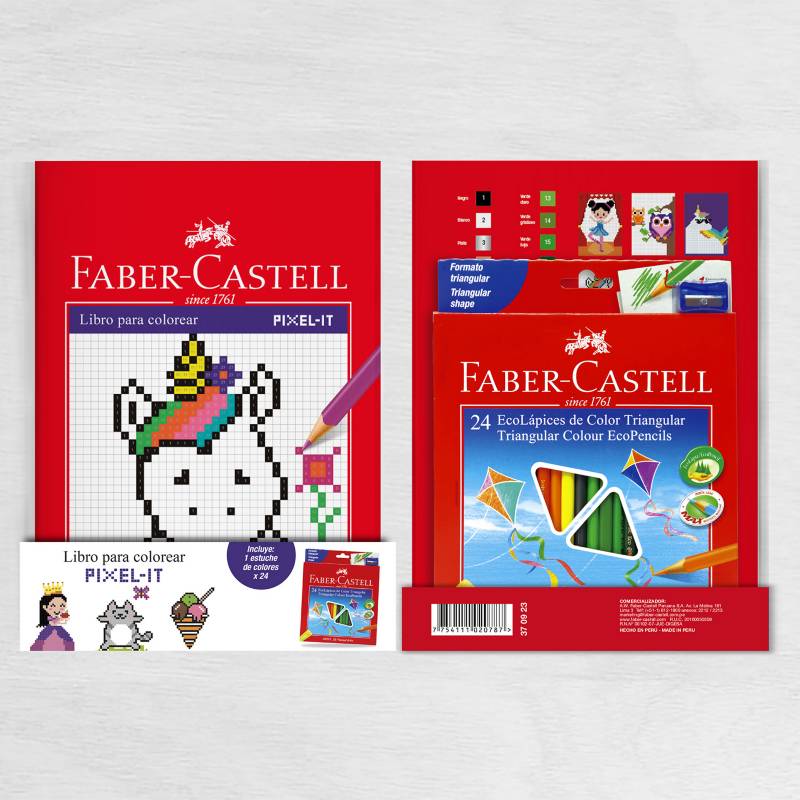 FABER-CASTELL - Libro para Colorear Pixel-it "A" + Colores x 24