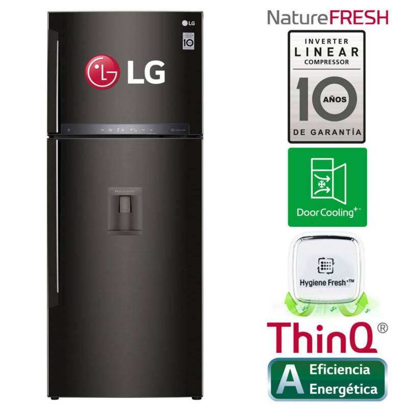 LG - Refrigeradora 424 LT Top Mount LG con Filtro Higiénico inteligente LT44AGD Negra 