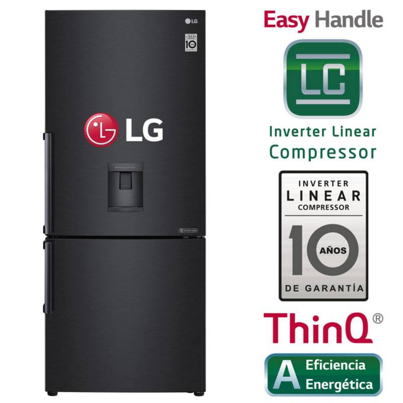 LG - Refrigeradora 403 LT Bottom Freezer LG con Linear Cooling LB41BWGT Negra 