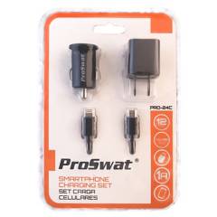 PROSWAT - Cargador Usb 12V + 220V 1A + 2 Cables
