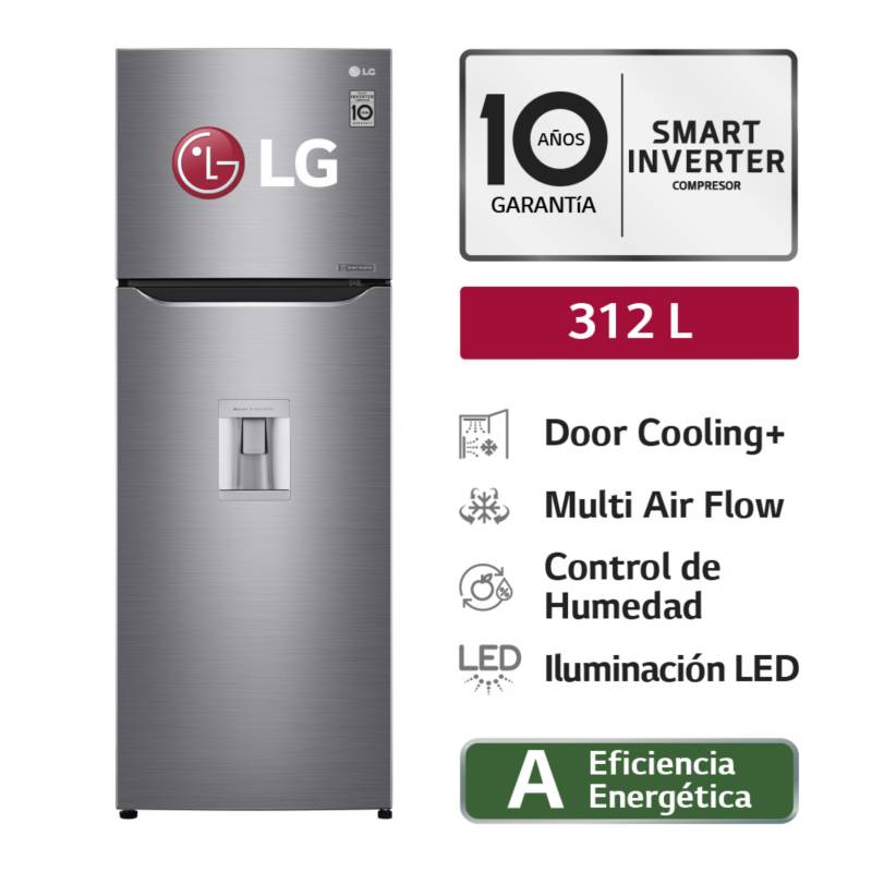 LG - Refrigeradora GT32WPPDC 312L Door Cooling Top Mount Plateada LG 