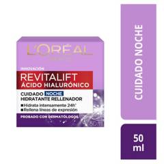 LOREAL PARIS - Crema de noche Revitalift Ácido Hialurónico 50 ml L'Oréal Paris Skin Care