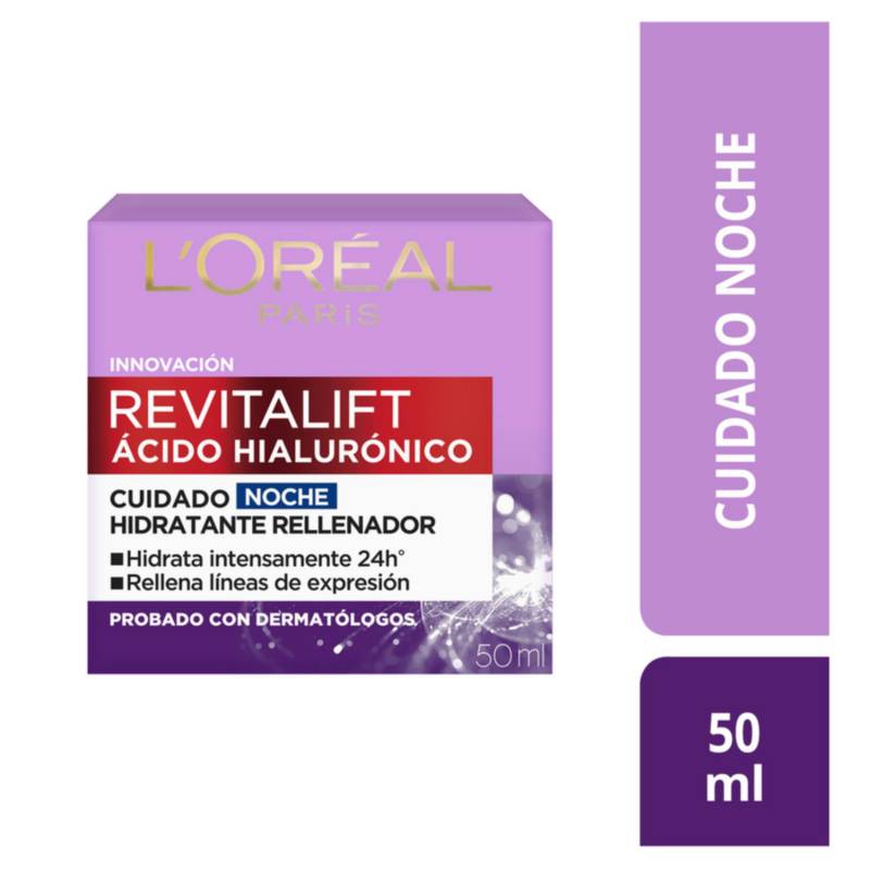 LOREAL PARIS - Crema Noche Hidratante L'oréal París Revitalift Acido Hialuronico 50ml