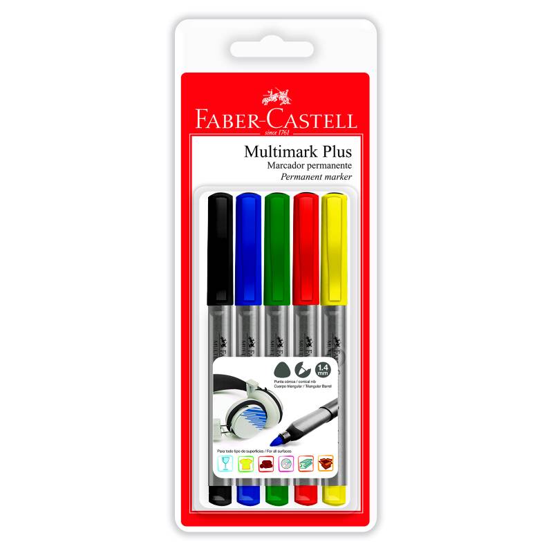 FABER-CASTELL - Marcadores Permanentes Multimark Plus x 5 Colores