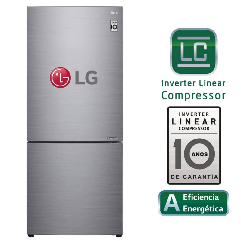 LG - Refrigeradora 408 LT Bottom Freezer LG con Linear Cooling LB41BPP Plateada