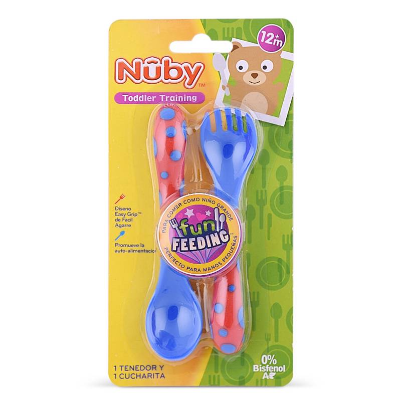 NUBY - Tenedor y Cuchara Azul