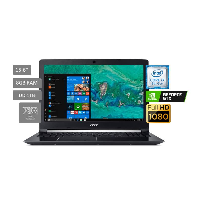 ACER - Laptop Acer Gamer Aspire 7  15.6" Core i7 8GB 1TB NVIDIA GeForce GTX 1050