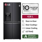 LG - Refrigeradora LG French Door con Puerta Mágica 426 LT LM57SDT Negra Mate