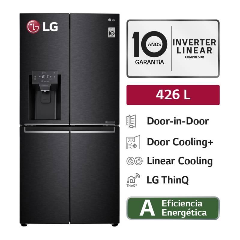 LG - Refrigeradora LM57SDT 426LT Hygiene Fresh+ French Door Negro Mate LG