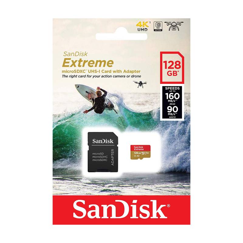 SANDISK - Memoria Micro SD SanDisk Extreme Gopro 128GB UHS-I U3 160Mb/s