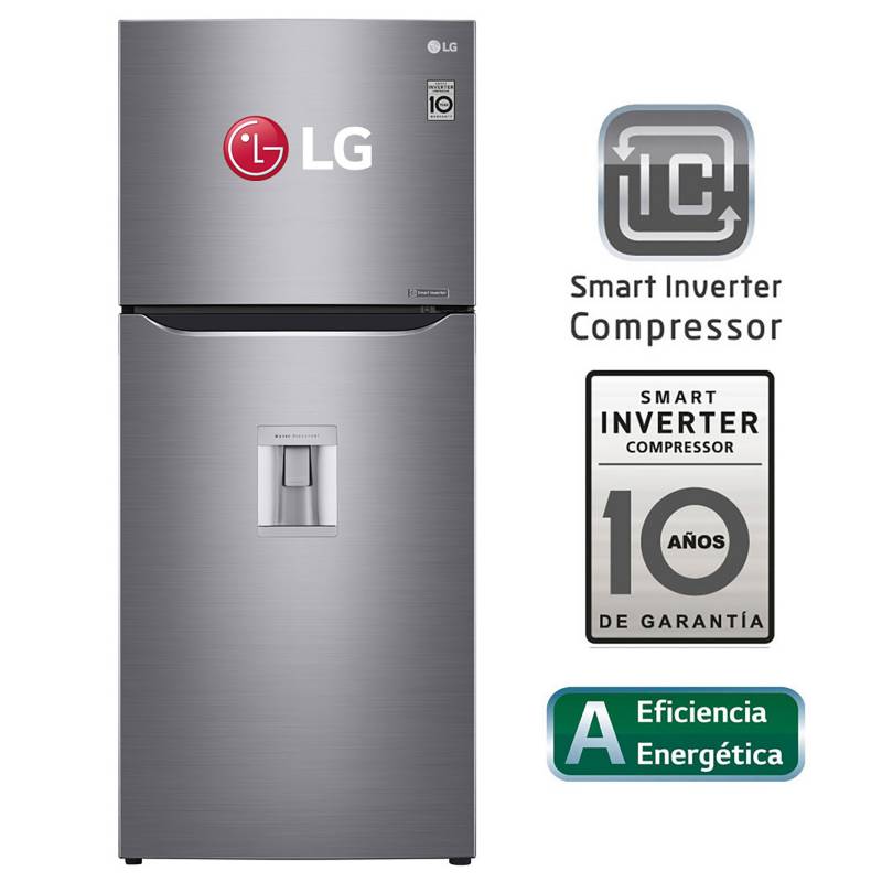 LG - Refrigeradora 410 LT Top Mount LG con Door Cooling GT39WPPDC Plateada 