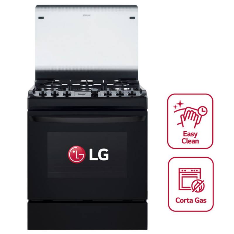 LG - Cocina Gas 6 Hornillas con EasyClean Negra LG RSG314S