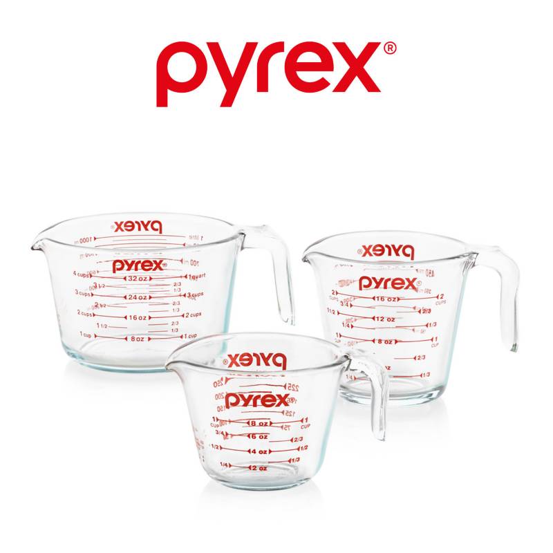 PYREX - Set x3 Tazas Medidoras: 1tz, 2tz y 4 Tz