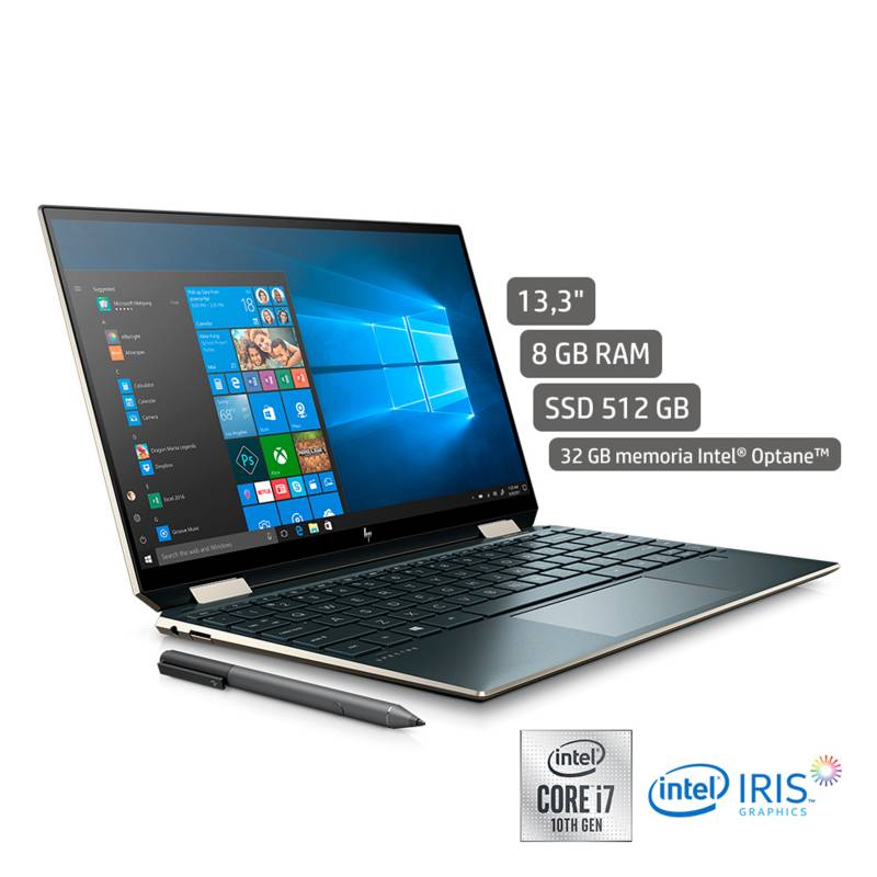 DELL - Laptop Spectre 13.3" 2en1 10ma Gen Core i7 512GB SSD 8GB RAM + 32 GB Optane - Ultra Delgada - Chasis Metálico - Full HD