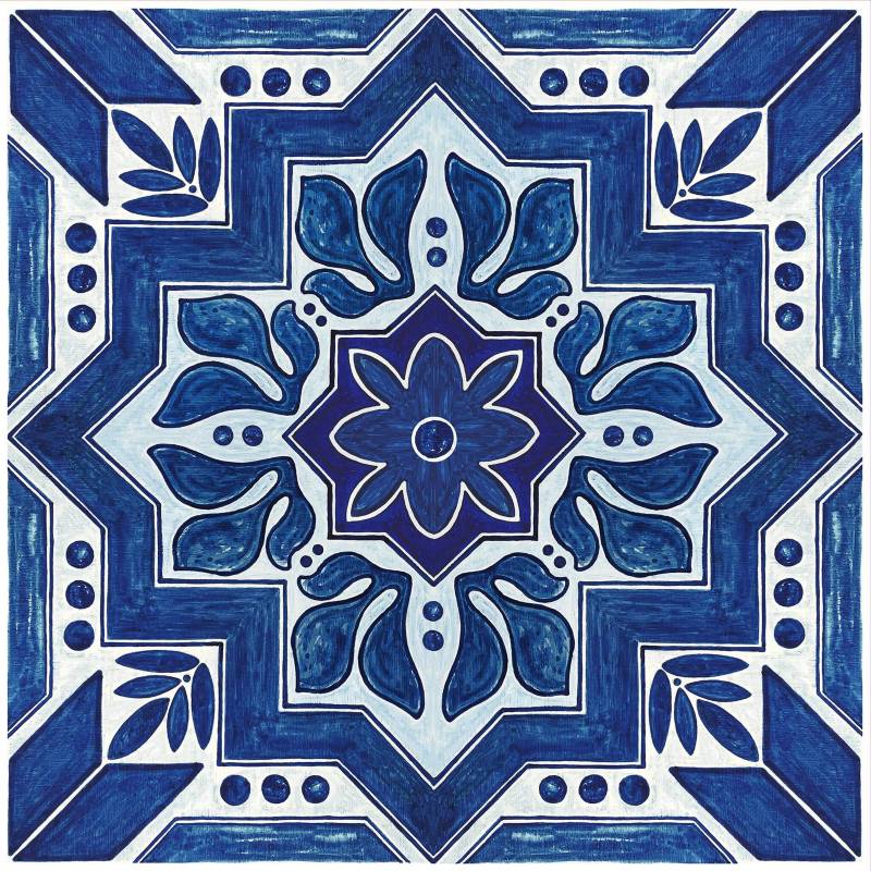 CON-TACT - Set x6 Laminas Decorativas Para Piso/Pared Blue Moroccan 